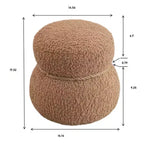Pouf Bonhomme de Neige Rond, Mignon Tabouret Rembourré en Laine d'Agneau, Banc à Chaussures avec Cadre en Bois pour Salon, Chambre, Entrée