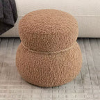 Pouf Bonhomme de Neige Rond, Mignon Tabouret Rembourré en Laine d'Agneau, Banc à Chaussures avec Cadre en Bois pour Salon, Chambre, Entrée