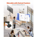 Meuble TV à roulettes pour écrans de 32 à 65 pouces, Chariot TV mobile réglable en hauteur avec roues, Support d'écran portable supportant 40 kg, VESA max 400x400