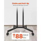 Meuble TV à roulettes pour écrans de 32 à 65 pouces, Chariot TV mobile réglable en hauteur avec roues, Support d'écran portable supportant 40 kg, VESA max 400x400