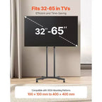 Meuble TV à roulettes pour écrans de 32 à 65 pouces, Chariot TV mobile réglable en hauteur avec roues, Support d'écran portable supportant 40 kg, VESA max 400x400