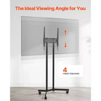Meuble TV à roulettes pour écrans de 32 à 65 pouces, Chariot TV mobile réglable en hauteur avec roues, Support d'écran portable supportant 40 kg, VESA max 400x400