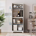 Meuble de rangement pour garde-manger de cuisine de ferme, armoire de rangement haute en bois de 180 cm avec 4 portes et étagères réglables, buffet autoportant pour salle à manger