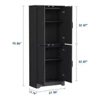 Meuble de rangement pour garde-manger de cuisine de ferme, armoire de rangement haute en bois de 180 cm avec 4 portes et étagères réglables, buffet autoportant pour salle à manger