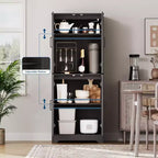 Meuble de rangement pour garde-manger de cuisine de ferme, armoire de rangement haute en bois de 180 cm avec 4 portes et étagères réglables, buffet autoportant pour salle à manger