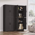 Meuble de rangement pour garde-manger de cuisine de ferme, armoire de rangement haute en bois de 180 cm avec 4 portes et étagères réglables, buffet autoportant pour salle à manger