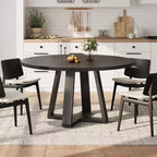 Table à manger ronde de 47 po, base croisée en bois noir, pour cuisine, salle à manger ou salon, 4 à 6 places