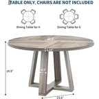 Table à manger ronde de 47 po, base croisée en bois noir, pour cuisine, salle à manger ou salon, 4 à 6 places