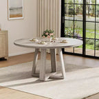 Table à manger ronde de 47 po, base croisée en bois noir, pour cuisine, salle à manger ou salon, 4 à 6 places
