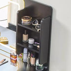 Coiffeuse moderne avec tabouret, coiffeuse 3 couleurs avec 4 tiroirs, coiffeuse peu encombrante pour salon, chambre, noir