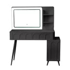 Coiffeuse moderne avec tabouret, coiffeuse 3 couleurs avec 4 tiroirs, coiffeuse peu encombrante pour salon, chambre, noir
