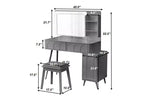 Coiffeuse moderne avec tabouret, coiffeuse 3 couleurs avec 4 tiroirs, coiffeuse peu encombrante pour salon, chambre, noir