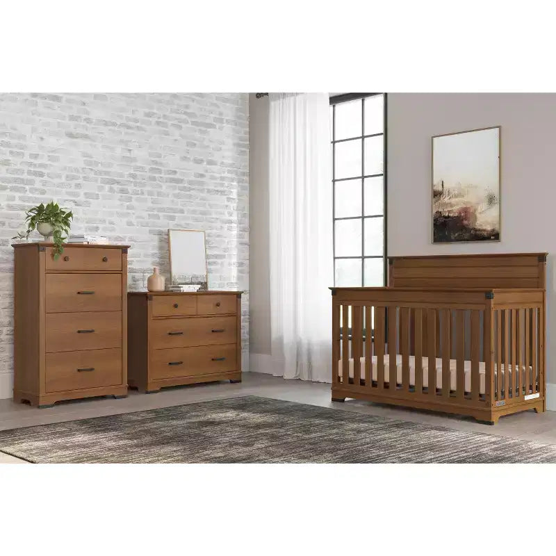 Chambre de bébé Redmond, ensemble 3 pièces avec lit, commode et chiffonnier, inclut un lit convertible 4-en-1, une commode et un chiffonnier