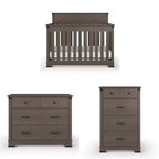 Chambre de bébé Redmond, ensemble 3 pièces avec lit, commode et chiffonnier, inclut un lit convertible 4-en-1, une commode et un chiffonnier