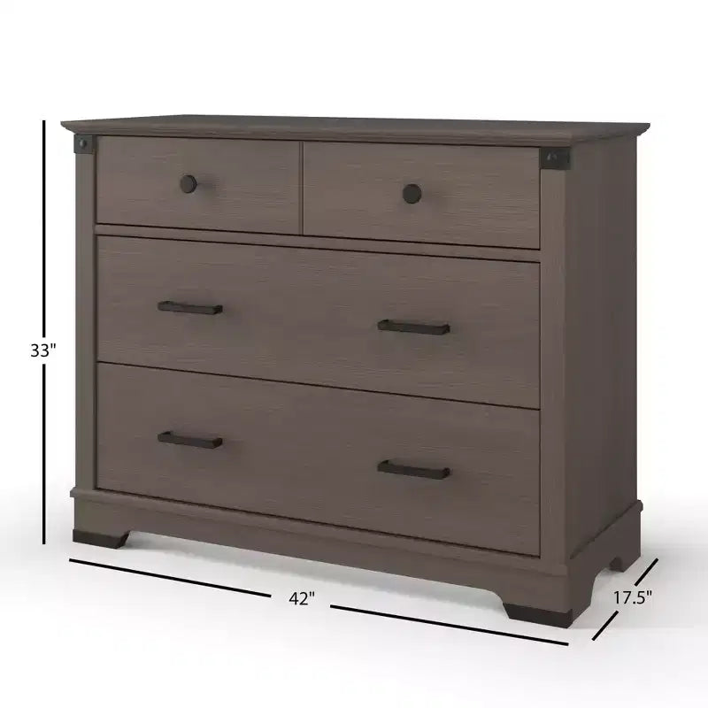Chambre de bébé Redmond, ensemble 3 pièces avec lit, commode et chiffonnier, inclut un lit convertible 4-en-1, une commode et un chiffonnier
