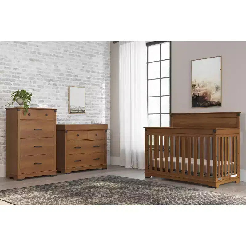 Chambre de bébé Redmond, ensemble 3 pièces avec lit, commode et chiffonnier, inclut un lit convertible 4-en-1, une commode et un chiffonnier
