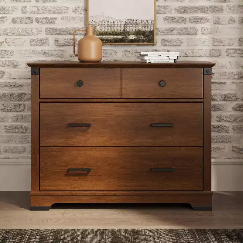 Chambre de bébé Redmond, ensemble 3 pièces avec lit, commode et chiffonnier, inclut un lit convertible 4-en-1, une commode et un chiffonnier