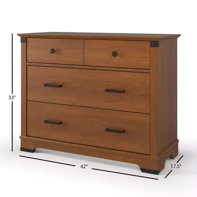 Chambre de bébé Redmond, ensemble 3 pièces avec lit, commode et chiffonnier, inclut un lit convertible 4-en-1, une commode et un chiffonnier