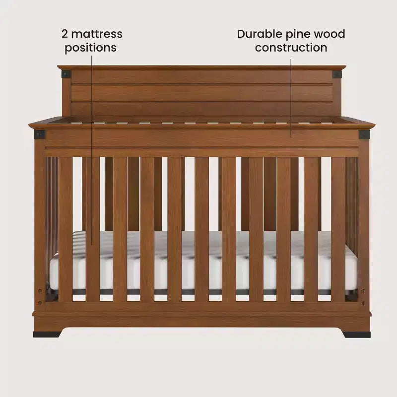 Chambre de bébé Redmond, ensemble 3 pièces avec lit, commode et chiffonnier, inclut un lit convertible 4-en-1, une commode et un chiffonnier
