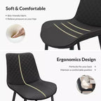 Chaises de salle à manger modernes, lot de 4 avec pieds en métal, chaises de salle à manger rembourrées avec motif en losange, chaises de salle à manger pour la maison, noir