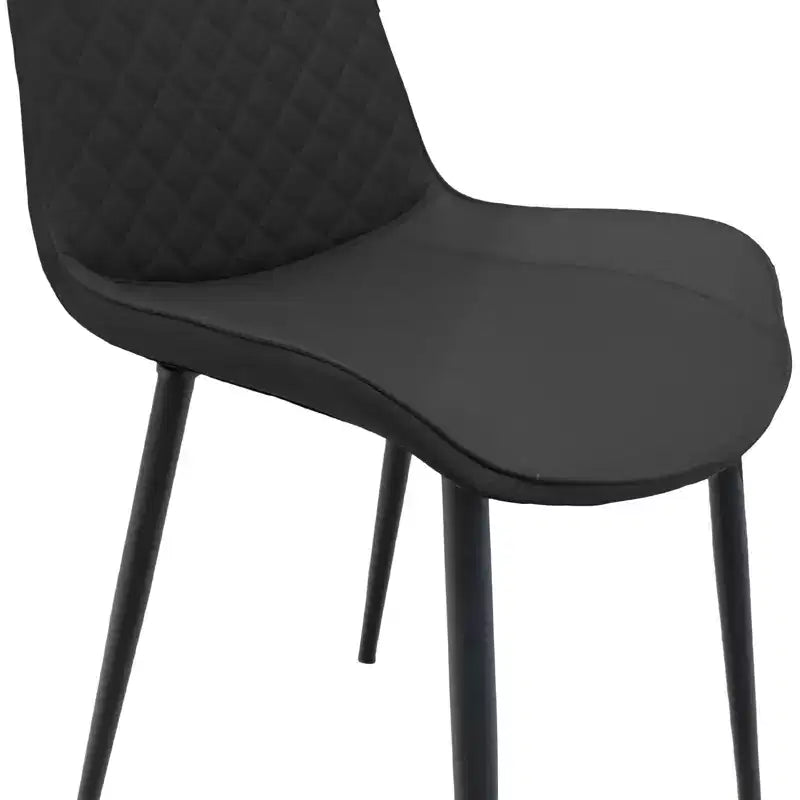 Chaises de salle à manger modernes, lot de 4 avec pieds en métal, chaises de salle à manger rembourrées avec motif en losange, chaises de salle à manger pour la maison, noir
