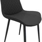 Chaises de salle à manger modernes, lot de 4 avec pieds en métal, chaises de salle à manger rembourrées avec motif en losange, chaises de salle à manger pour la maison, noir