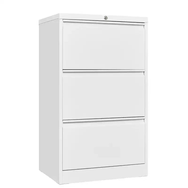 Classeur latéral à 3 tiroirs avec serrure, armoire de classement en acier pour bureau