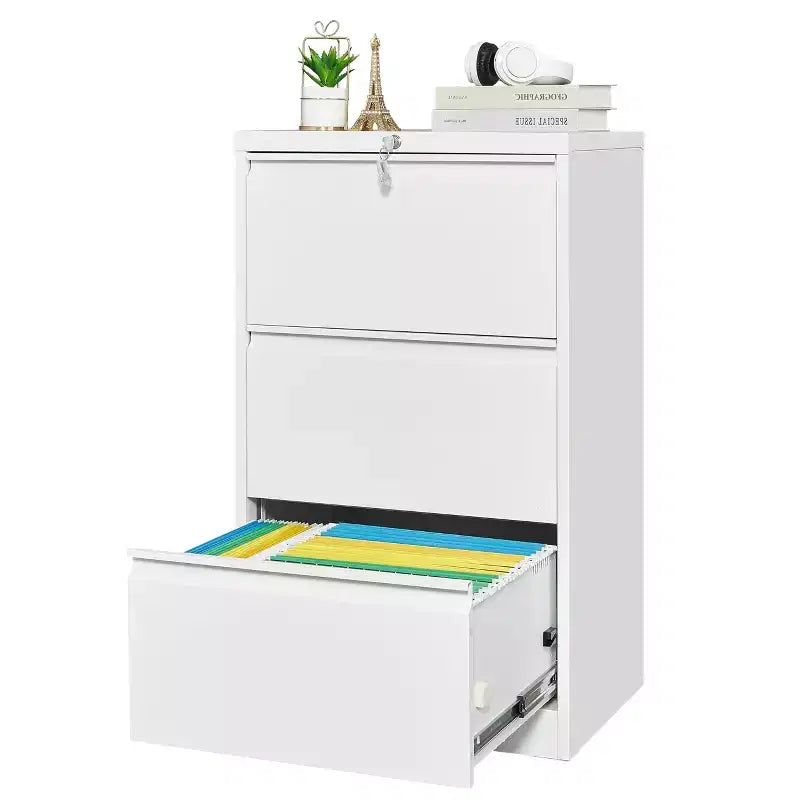 Classeur latéral à 3 tiroirs avec serrure, armoire de classement en acier pour bureau