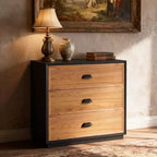 Table de chevet rustique en bois massif 31.49 avec 3 tiroirs, style campagnard