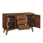 Bahut Mid-Century 47.3, Meuble de Rangement avec 2 Portes et 3 Tiroirs pour Entrée, Salon, Salle à Manger, Cuisine