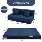Canapé-Lit Pliant Convertible Polyvalent – Futon Paresseux 4-en-1 de Taille Double avec Oreillers, Mousse Haute Densité, Chaise Longue Pliable