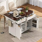 Îlot de cuisine mobile de 52 po Farmhouse avec abattant