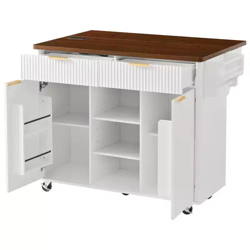 Îlot de cuisine mobile de 52 po Farmhouse avec abattant