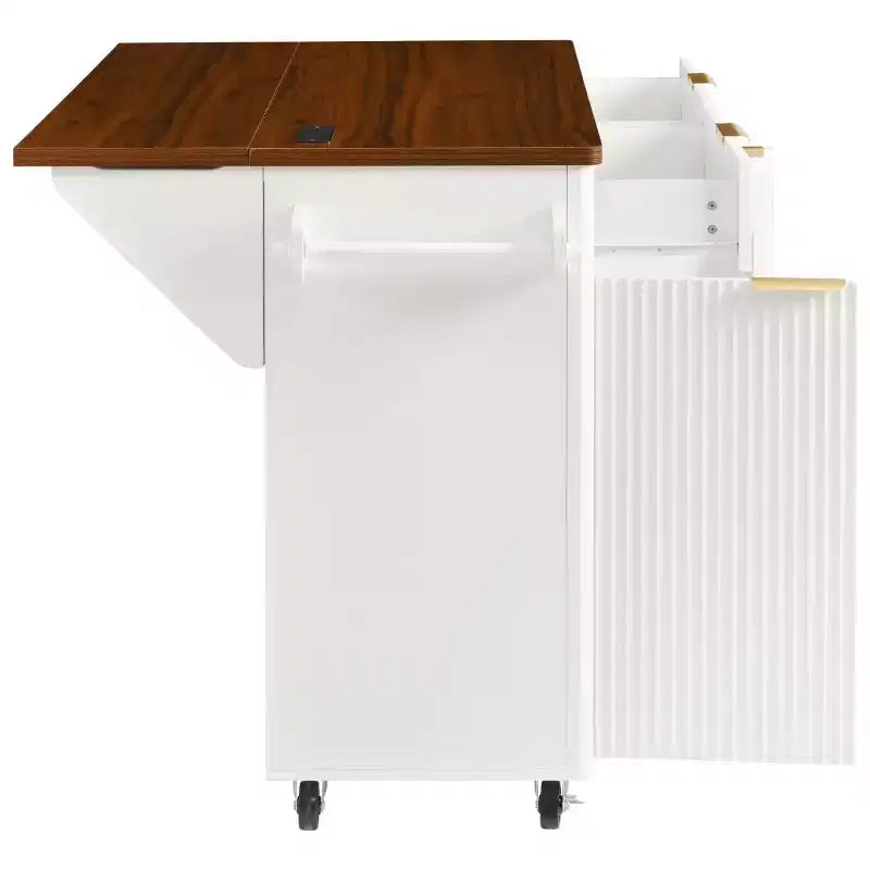 Îlot de cuisine mobile de 52 po Farmhouse avec abattant