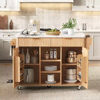 Îlot de cuisine mobile de 52 po Farmhouse avec abattant