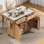 Îlot de cuisine mobile de 52 po Farmhouse avec abattant