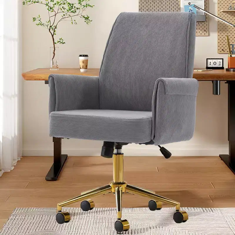 Chaise de bureau mi-dossier, relevable, tissu rayé, ergonomique. Idéale pour le travail, les études et la détente.