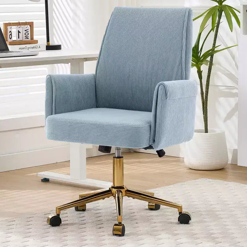 Chaise de bureau mi-dossier, relevable, tissu rayé, ergonomique. Idéale pour le travail, les études et la détente.