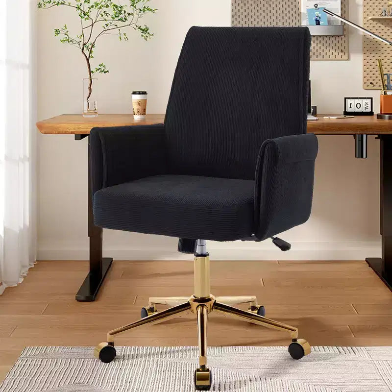 Chaise de bureau mi-dossier, relevable, tissu rayé, ergonomique. Idéale pour le travail, les études et la détente.