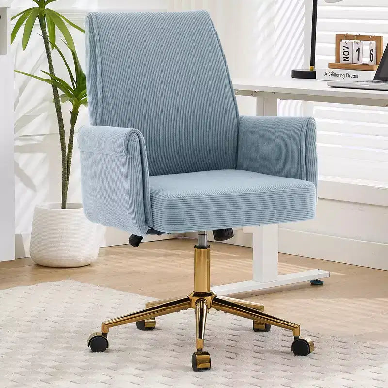 Chaise de bureau mi-dossier, relevable, tissu rayé, ergonomique. Idéale pour le travail, les études et la détente.