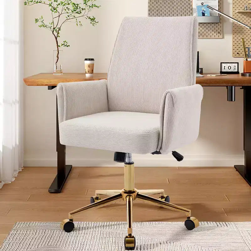 Chaise de bureau mi-dossier, relevable, tissu rayé, ergonomique. Idéale pour le travail, les études et la détente.