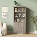 Étagère haute de 180 cm de style ferme moderne avec tiroir et portes, meuble de rangement autonome à 5 niveaux et étagère de présentation pour bureau à domicile ou salon
