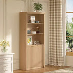 Étagère haute de 180 cm de style ferme moderne avec tiroir et portes, meuble de rangement autonome à 5 niveaux et étagère de présentation pour bureau à domicile ou salon