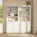 Étagère haute de 180 cm de style ferme moderne avec tiroir et portes, meuble de rangement autonome à 5 niveaux et étagère de présentation pour bureau à domicile ou salon