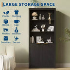 Étagère haute de 180 cm de style ferme moderne avec tiroir et portes, meuble de rangement autonome à 5 niveaux et étagère de présentation pour bureau à domicile ou salon