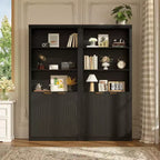 Étagère haute de 180 cm de style ferme moderne avec tiroir et portes, meuble de rangement autonome à 5 niveaux et étagère de présentation pour bureau à domicile ou salon