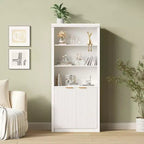 Étagère haute de 180 cm de style ferme moderne avec tiroir et portes, meuble de rangement autonome à 5 niveaux et étagère de présentation pour bureau à domicile ou salon