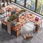 Bureau d'angle en L marron de 66 pouces avec station de charge, bureau de jeu réversible, classeur, support de moniteur, rangement, poste de travail de bureau à domicile