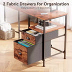 Bureau d'angle en L marron de 66 pouces avec station de charge, bureau de jeu réversible, classeur, support de moniteur, rangement, poste de travail de bureau à domicile