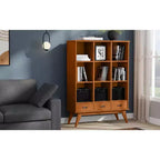 Bibliothèque de rangement Tierney Mid-Century en bois massif de 42 po de largeur, couleur Teck brun